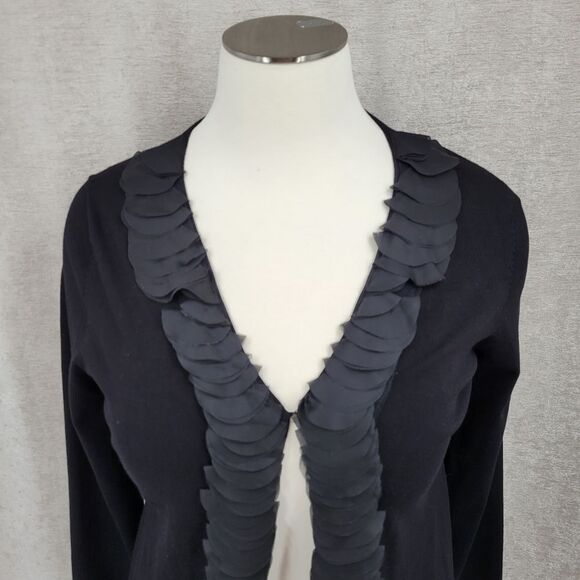 Cyrus Black Knit Sweater Cardigan Topper with Mesh Trim Women's Plus Size 2X NEW - Picture 3 of 12